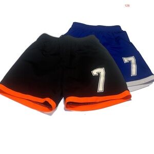 Boys Athletic Shorts Bundle | Black & Blue #7 Shorts w/ Pockets | Size 7/8